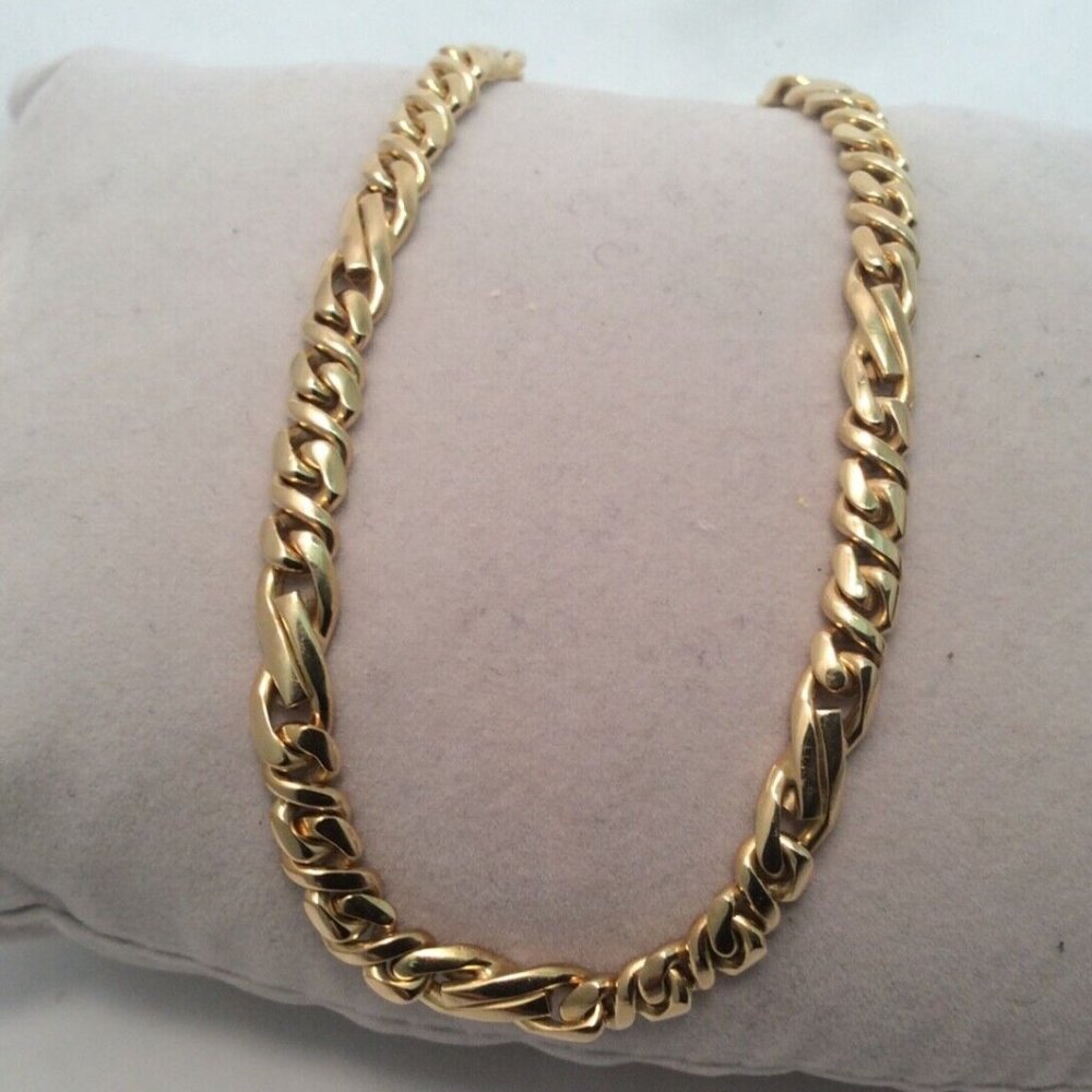 MEN LADY 18K YELLOW SOLID REAL GOLD FIGURE8 FANCY CUBAN BRACELET 8 1/2'' 21.7GR